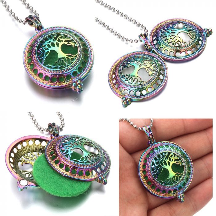 New Aroma Diffuser Necklace Open Antique Vintage Colorful Lockets Pendant Perfume Essential Oil Aromatherapy Locket Necklace