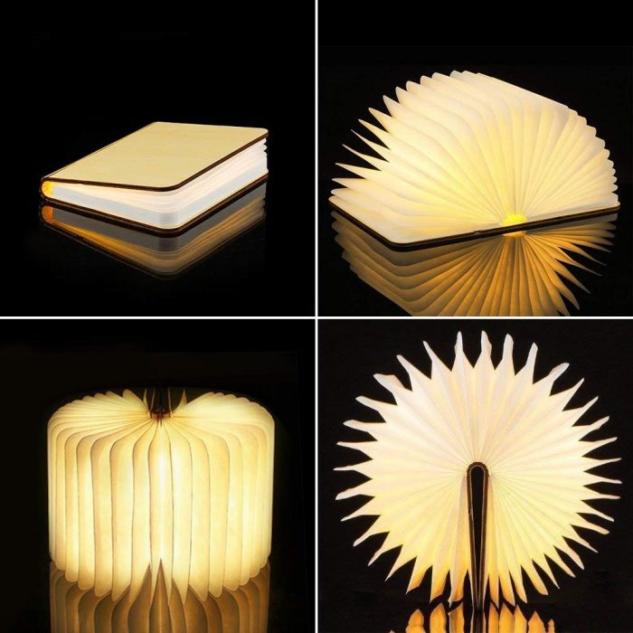 Portable 3 Colors 3D Creative LED book Night Light Wooden 5V USB Rechargeable Magnetic Foldable Desk Table Lamp Home Decoration