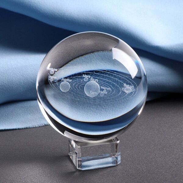 60MM LED Light Laser Engraved Solar System Ball 3D Miniature Planets Model Sphere Glass Globe Ornament Home Decor Gift