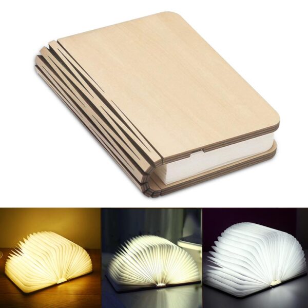 Portable 3 Colors 3D Creative LED book Night Light Wooden 5V USB Rechargeable Magnetic Foldable Desk Table Lamp Home Decoration