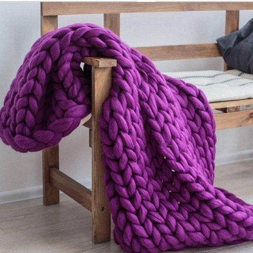 Joylove Fashion Hand Chunky Knitted Blanket Thick Yarn Wool-like Polyester Bulky Knitted Blankets Winter Soft Warm Drop Shipping