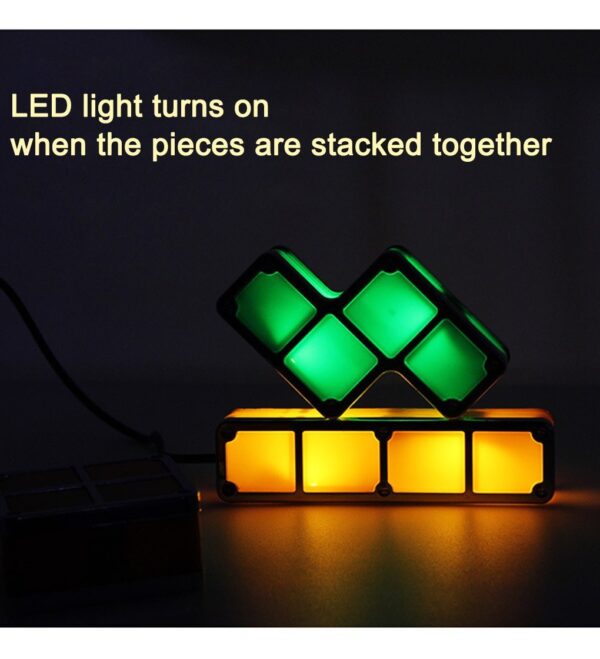 LED DIY Tetris Puzzle Light Stackable Desk Lamp Novelty Constructible Block Night Light Retro Game Tower Baby Colorful Brick Toy