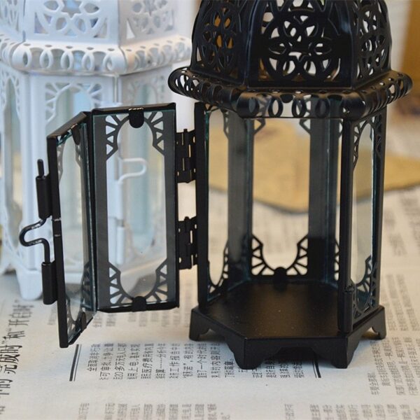 Euro Vintage Style Hanging Candle Holder Hollow Out Wrought Iron Candelabrum Gifts & Decor Moroccan Lantern Tabletop