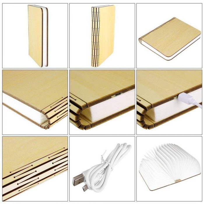 LED Book Lights Portable USB Recharge Magnetic Foldable Wooden Night Light Reading Desk Lamps Creative Novelty Gifts Home Decor