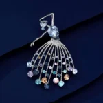 Elegant Ballerina Swarovski Crystal Heart Brooch