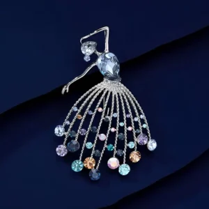 Elegant Ballerina Swarovski Crystal Heart Brooch