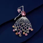 Elegant Ballerina Swarovski Crystal Heart Brooch