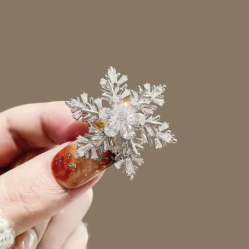 Spinning Snowflake Pin Swarovski Crystal Heart Brooch