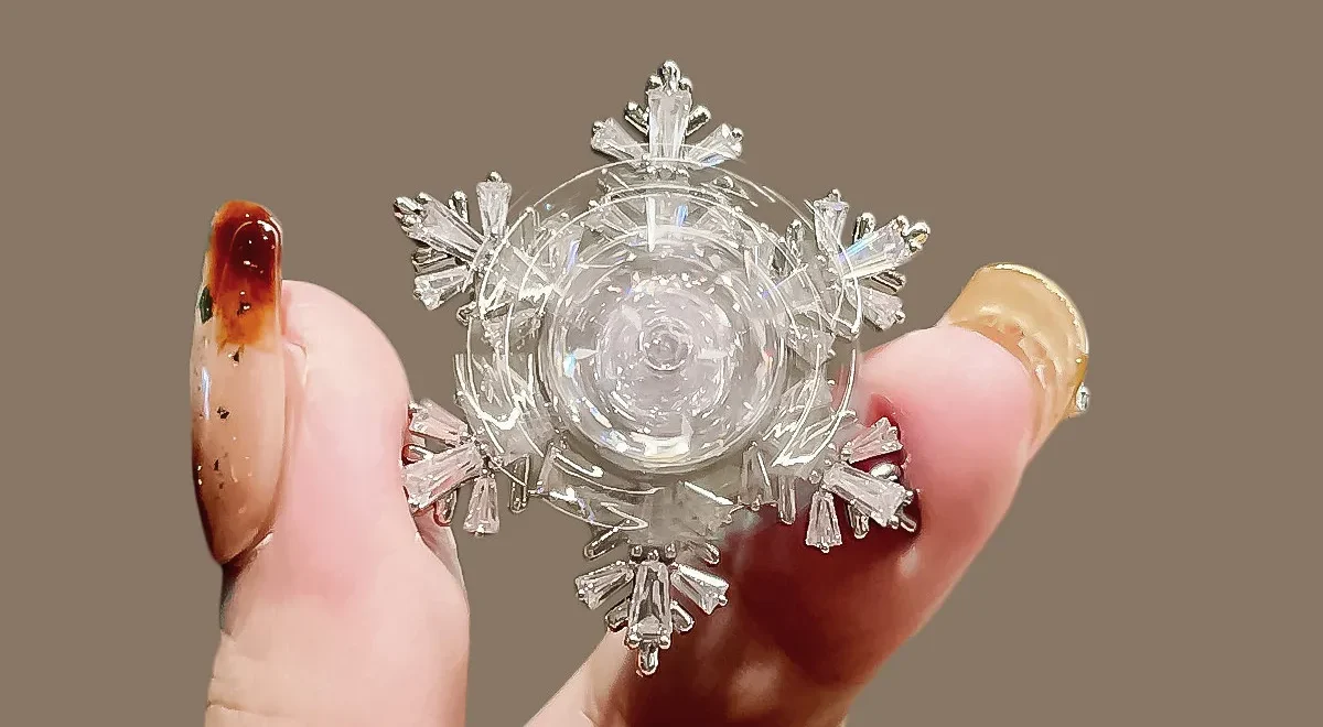 Spinning Snowflake Pin Swarovski Crystal Heart Brooch