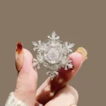 Spinning Snowflake Pin Swarovski Crystal Heart Brooch