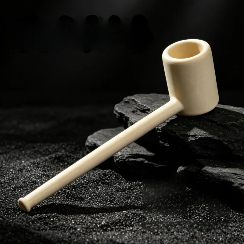 Handmade Extra-Long White Ceramic Clay Tobacco Pipe