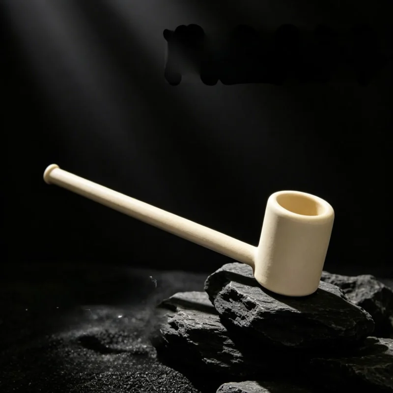 Handmade Extra-Long White Ceramic Clay Tobacco Pipe