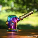Portable Iridescent Glass Hookah Pipe with Aluminum Alloy Stem