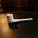 Victorian Vintage Shell Relief White Ceramic Clay Tobacco Pipe
