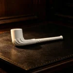 Victorian Vintage Shell Relief White Ceramic Clay Tobacco Pipe