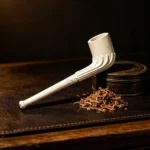 Victorian Vintage Shell Relief White Ceramic Clay Tobacco Pipe