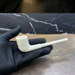 Victorian Vintage Shell Relief White Ceramic Clay Tobacco Pipe